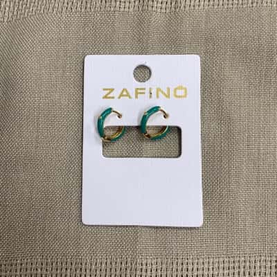  Womens Zafino Teal and Gold Tone Small Hoop Earrings