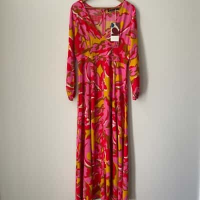 Mister Zimi Womens  Size 14 Giselle Long Sleeve Maxi Dress - Multicoloured Print NEW with TAGS