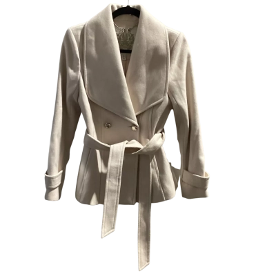 Forever New Womens  Size 8 Double Breasted Winter Coat Cream 