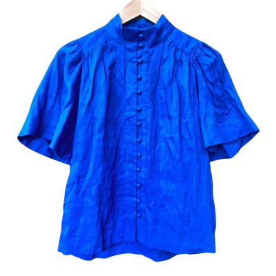 Witchery Royal Blue Linen Top Size 8