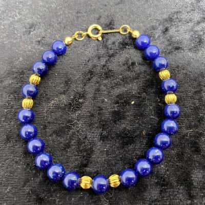 Avon Blue & Gold Beaded Bracelet