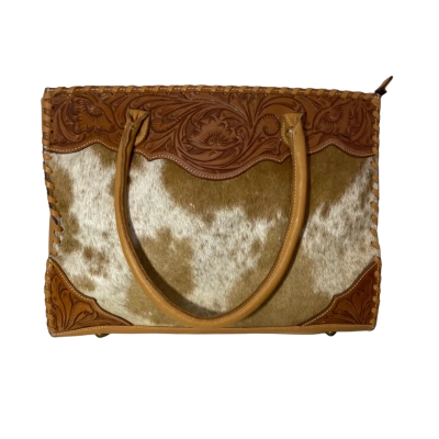 Brown leather, cowhide handbag