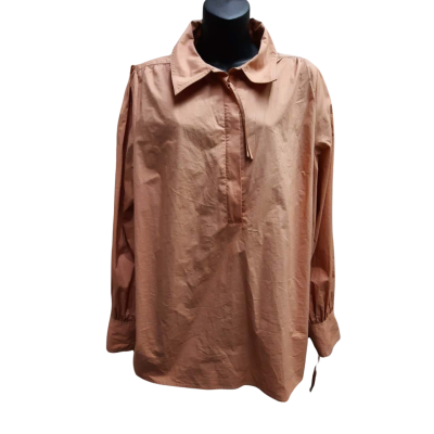 PIPER Size Petite 16 Zip Front Shirt in Subtle Burnt Orange