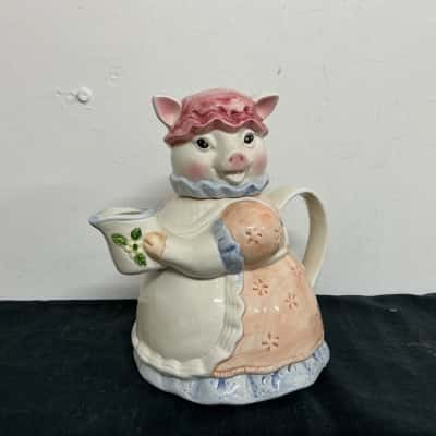 Vintage Pig in a Dress Teapot 