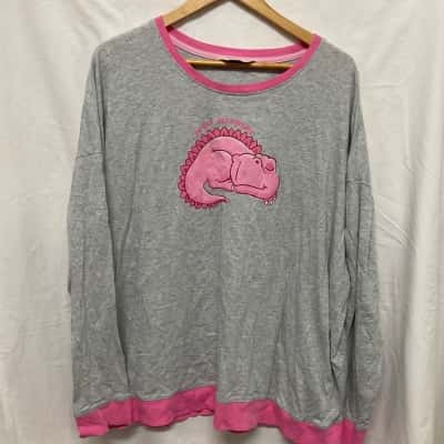 Peter Alexander Long Sleeve PJ Top with Pink Sleeping Dino Size 3+