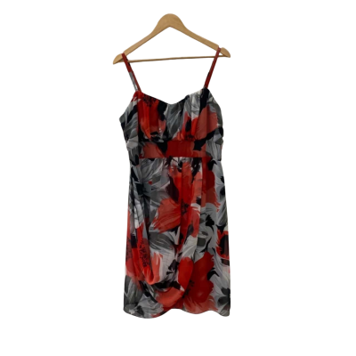 City Chic Womens  Size S Shoestring Strap Dress Black  / Grey / Red 