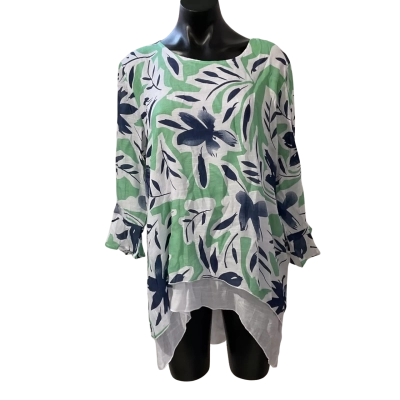 Caroline Morgan Womens  Size 16 Blouse Blue / Green / White 