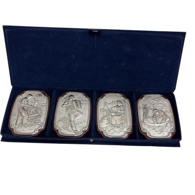 Vintage Italian miniature silver relief plaques 