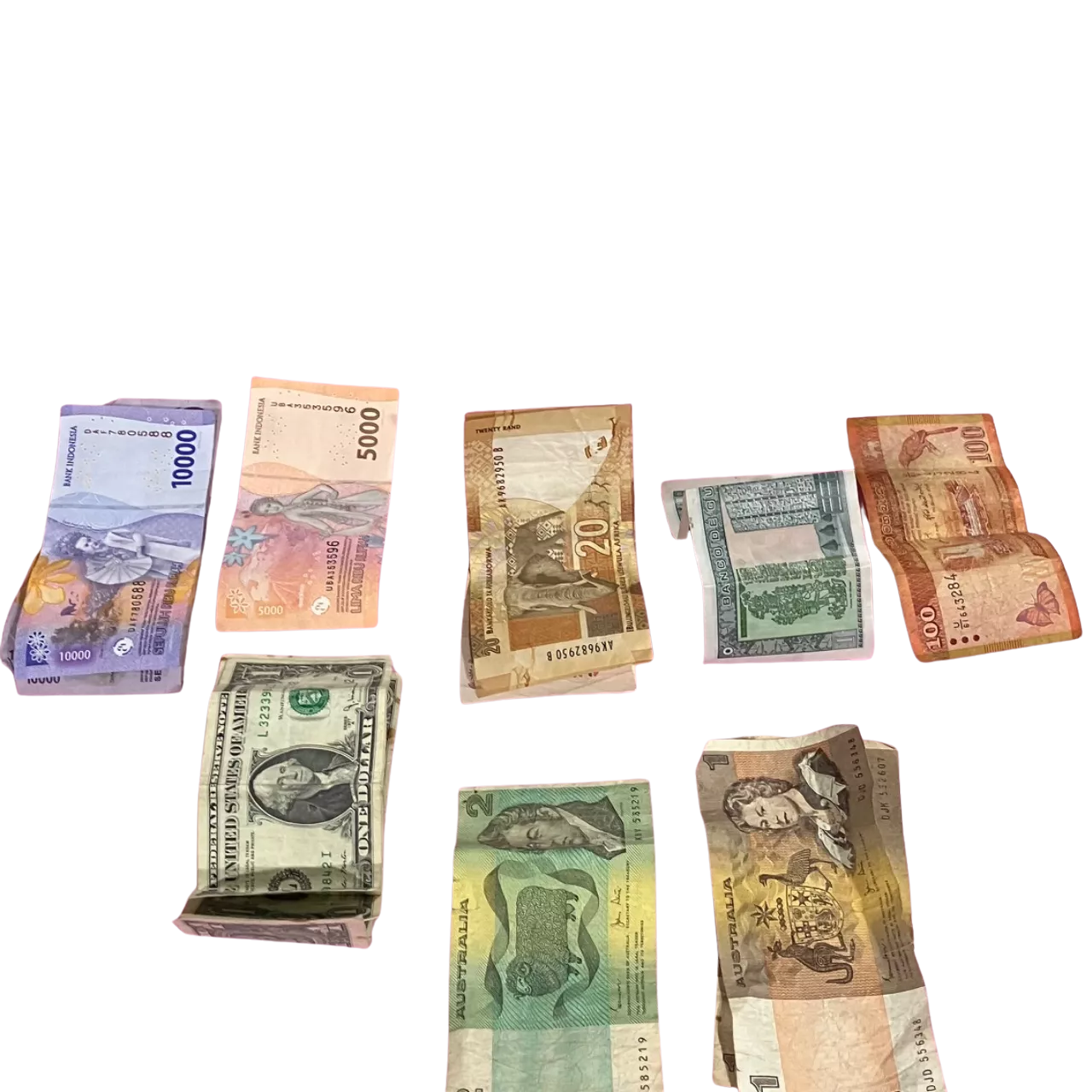 Mixed international notes & 700grams of international coins(s) - Used ...