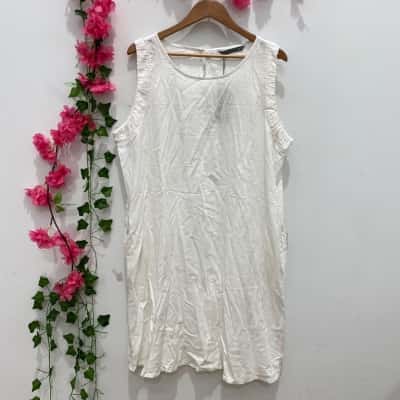 Katies Womens Sleeveless Linen Dress Size 16 White 