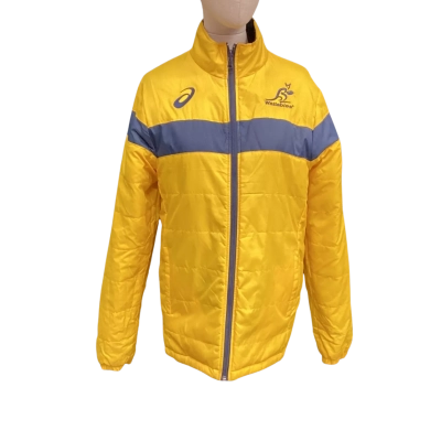 Asics Wallebies Size S Reversable Puffer Jacket Navy Blue / Yellow 