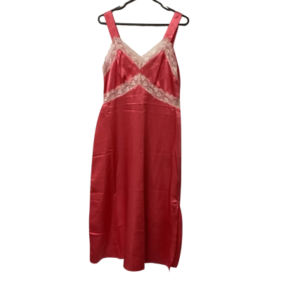 Womens Peter Alexander Size S Silk Feel Slip Dress Lace Trim Coral 