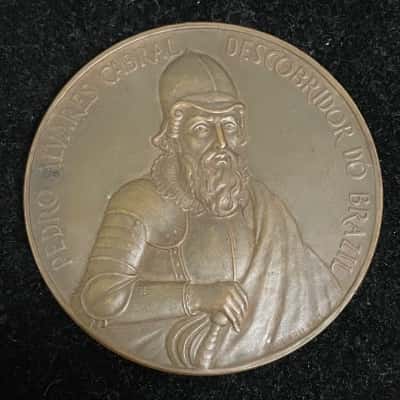 Large Bronze Medallion Commemorating 4th Centenary of the Discovery of Brazil 1500-1900 Depicting Pedro Alvares Cabral