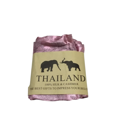 Thai Silk & Cashmere Scarf Featuring A Pink Paisley Pattern -  Brand New