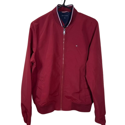 Tommy Hilfiger Mens Bomber Jacket Size S/P Red Color