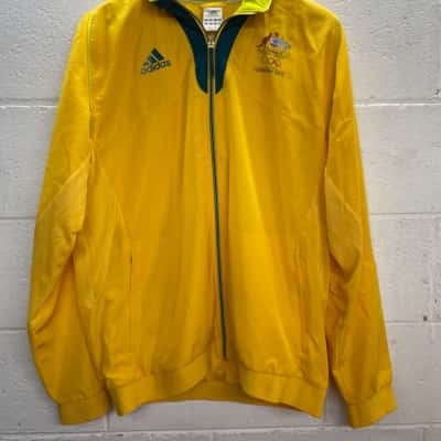 Adidas Mens  Size L Front Zipper Green / Yellow 