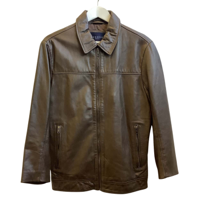 Reserve Mens  Size M Front Zip Leather Jacket Chocolate Brown