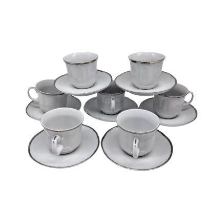 VINTAGE FINE PORCELAIN COFFEE CUPS AND SAUCERS X8