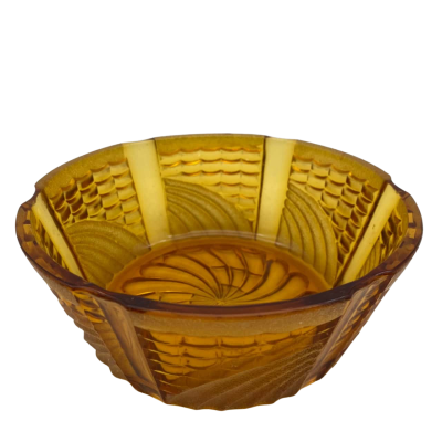Vintage Amber Decorative 20cm Glass Bowl