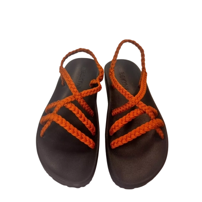 BOKYNA Womens Burnt Orange Braided Strap Sandals Size EU 41