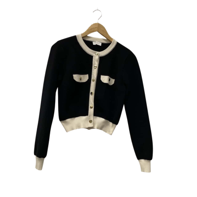 Meshki Womens  Size XXS Button-down Cardigan Black  / Cream 