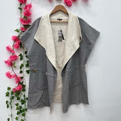 Sheike Womens Cape Coat Size XS Cream / Grey 