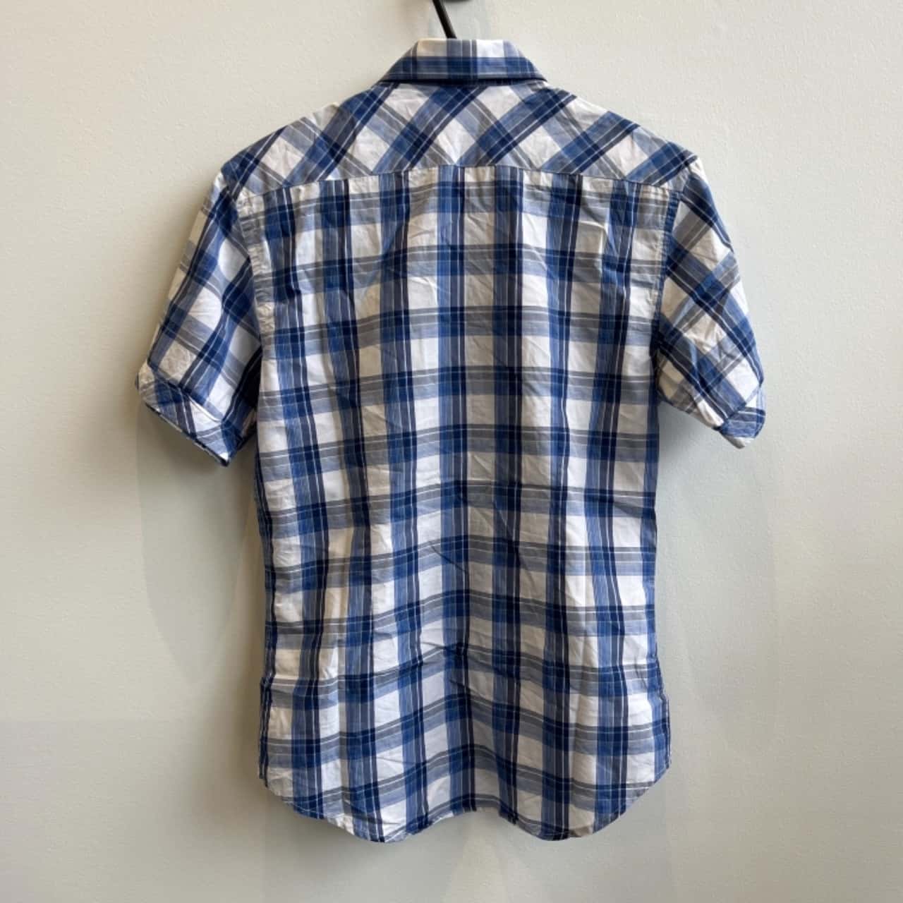 zara blue and white shirt