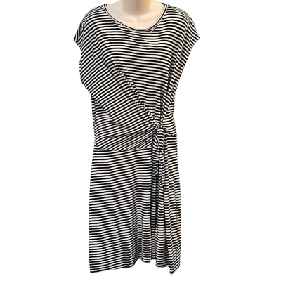 Seed Heritage Womens Size L Casual/Midi/Short Sleeve/Sleeveless Dress Black/Striped/White