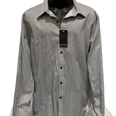 ALDO ROSSINI "Dobby" SLIM FIT LONG SLEEVED SHIRT - Grey - Size 3XL - WAS $139.00 