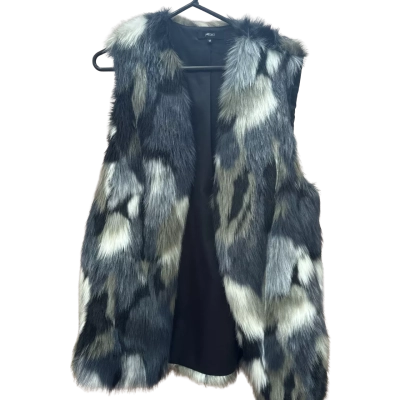 Motto Faux Fur Womens  Size 12 Black/Blue/White Vest 