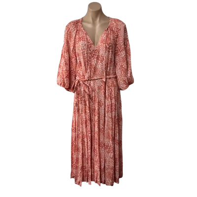 Sussan Womens Size 10 White / Orange / Grey / Khaki Floral Maxi Dress 
