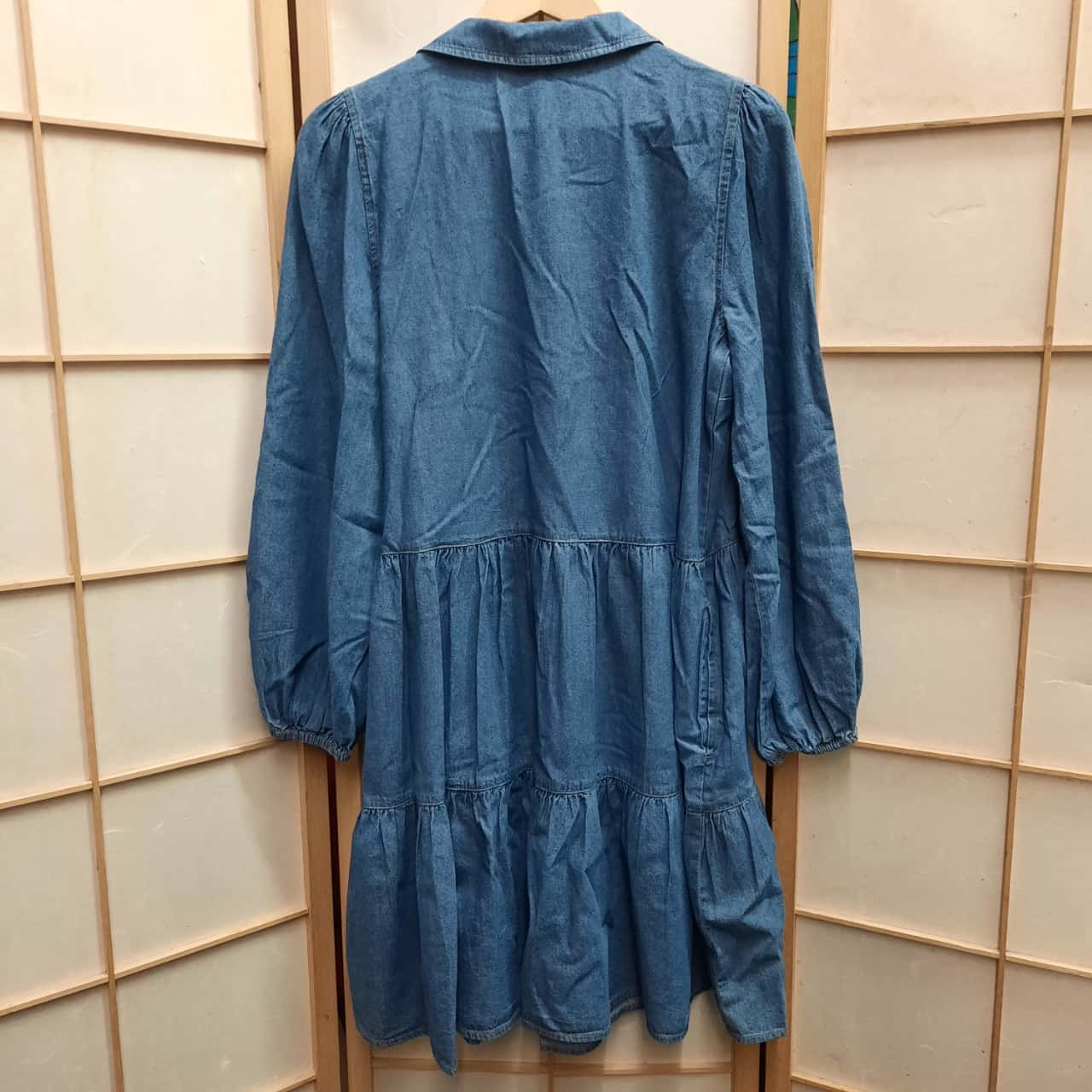 New With Tags GRAB Denim Size 10 Organic Relaxed Tiered Shirt Dress in Denim  (s)