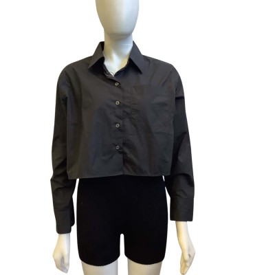 Brand New Oxford Womens  Size 10 Carrie Crop Shirt Black