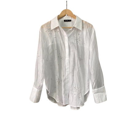 Decjuba Womens  Size 12 Button Up Shirt White 