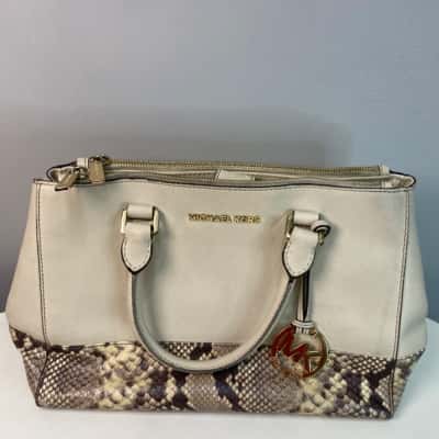 Michael Kors Handbag Beige with Snake Print
