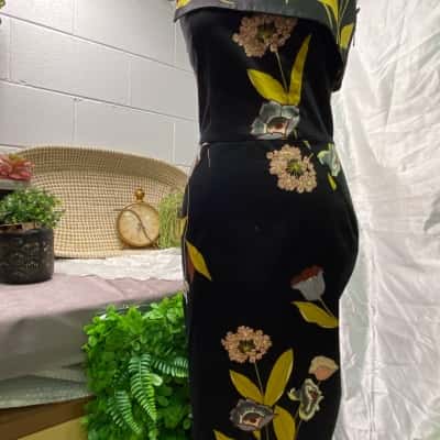 Cue Womens  Size 10 Cocktail Dress Black  / Multicoloured 