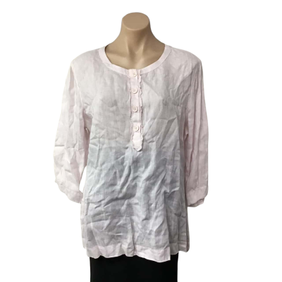 Yarra Trail Womens Size 16 Pale Pink Button Trim 3/4 Sleeve Top 