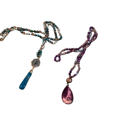 X 2 stone dress jewellery necklacesPurple / Teal / Turquoise 