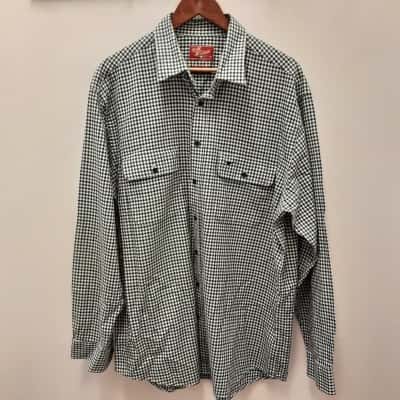 RM Williams Mens  Size XXL bluegreen white regular fit plaid shirt