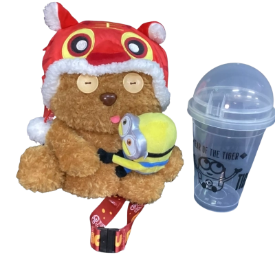 NEW - “Year of the Tiger” Limited Edition Minion Bob & Tim Popcorn Bucket and Plush Bag