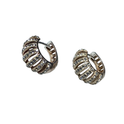 925 Sterling Silver Bejewelled Huggie Earrings 