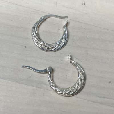 Michael Hill Silver Beaded Texture Hoop Earrings 925