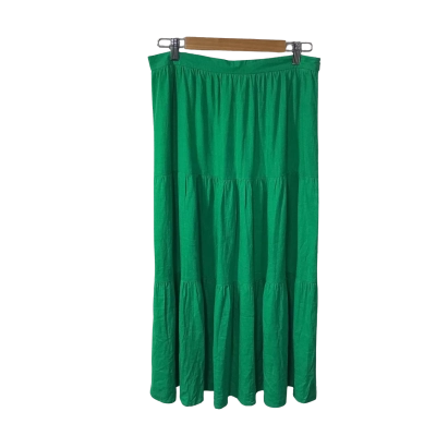 Forcast Womens Size 14 Bright Green Linen Blend Tiered Midi Skirt (new)