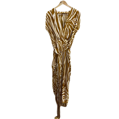 Sheike Womens  Size 14 Short Sleeve Maxi Dress Brown/White Zebra Print 