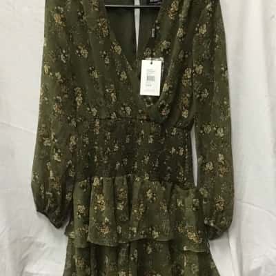 Bardot Womens  Size 10 Floral Dress Olive 