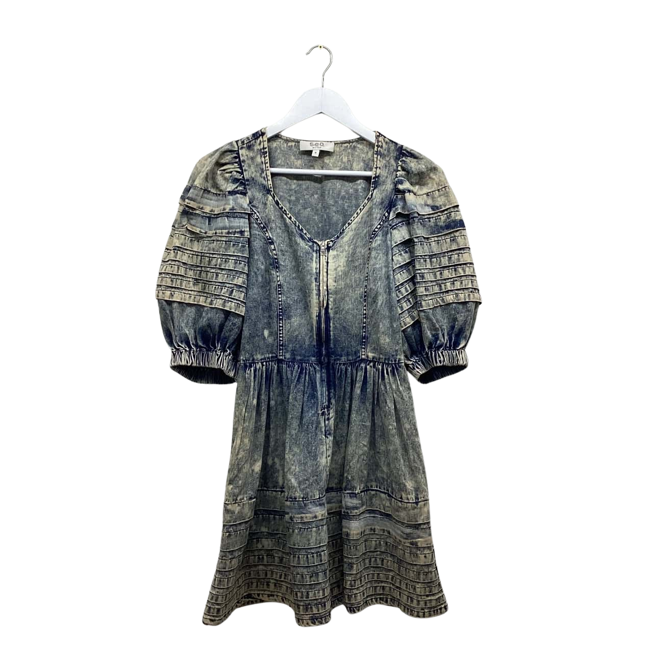 Sea New York Size 4 Blue Washed-Denim-look Dress(s)