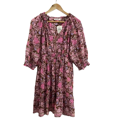 Just Jeans Womens  Size 10 Pink Floral Blouson Sleeve Dress
