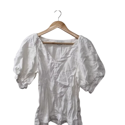 Witchery Women's Size 8 Short Sleeve Top Off White 