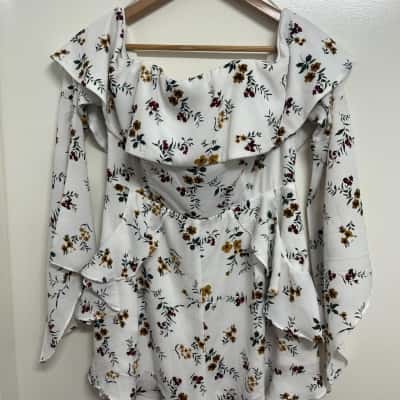 Style State Women's Size 12 Playsuit - White/Floral 
