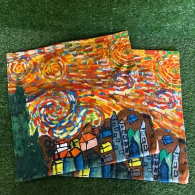 Art For Arkanksha Town Scene Cushion Cover x 2 